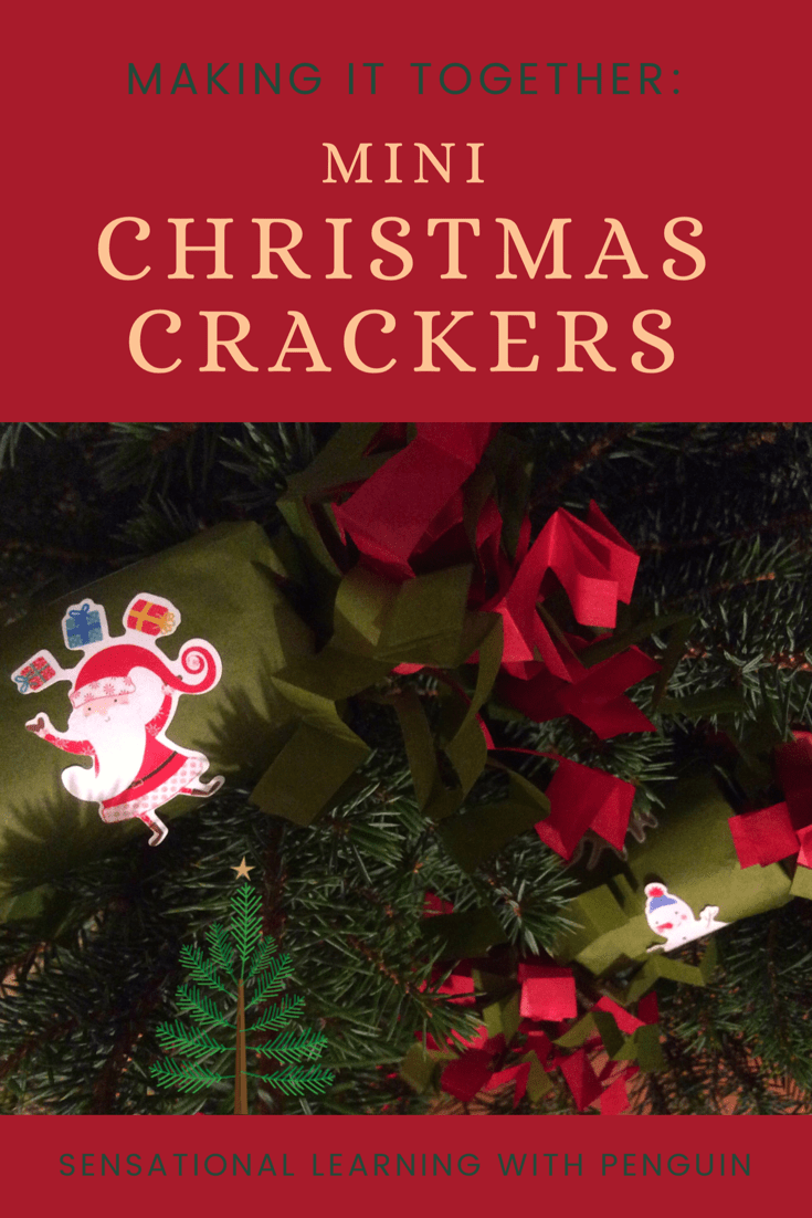 These little Christmas Crackers are simple to make and a fun Advent Activity to do together with you kids! We did these as part of our Advent Calendar of Christmas Activities. For more, please visit us at http://sensationallearningwithpenguin.com #Christmas #KidsActivities #DIYdecorations #ChristmasCrafts