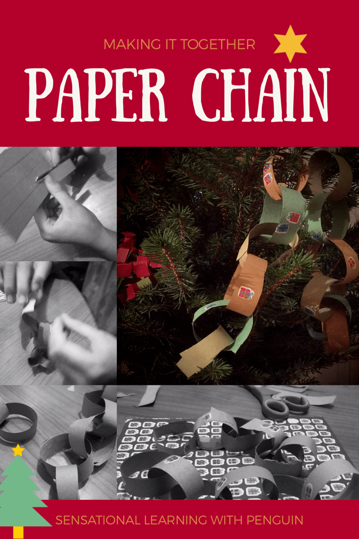 Making a Paper Chain - Simple Homemade Decoration, great #KidsCraft, fab for working on fine motor skills, #ScissorSkills etc! For more activities to enjoy with your kids, visit us at sensationallearningwithpenguin.com