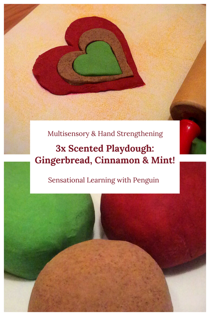 Scented Playdough Gingerbread Cinnamon Mint Multisensory Hand Strengthening - Sensational Learning with Penguin