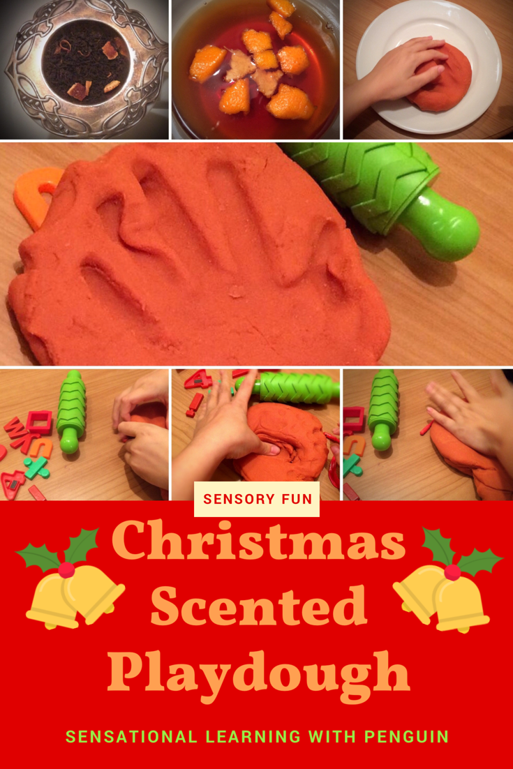 Christmas Scented Homemade Playdough - sensationallearningwithpenguin.com