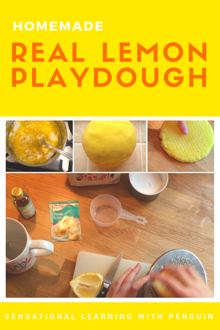 Making Homemade Real Lemon Playdough - Instant Sunshine! - Sensational Learning with Penguin