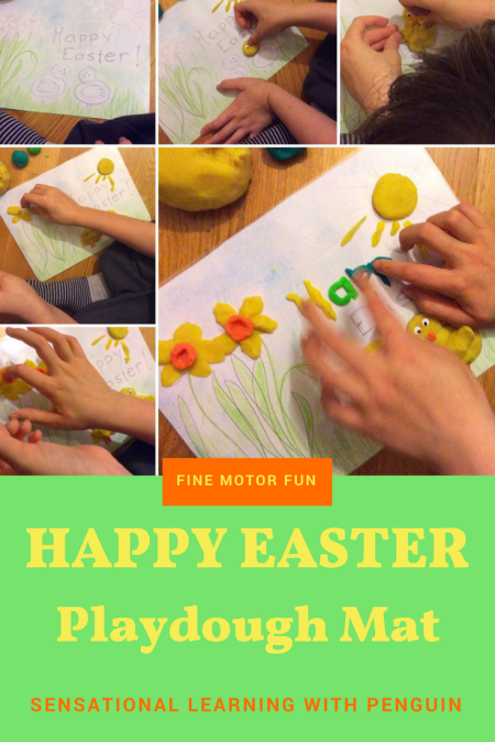 Happy Easter Playdough Mat - Sensational Learning with Penguin