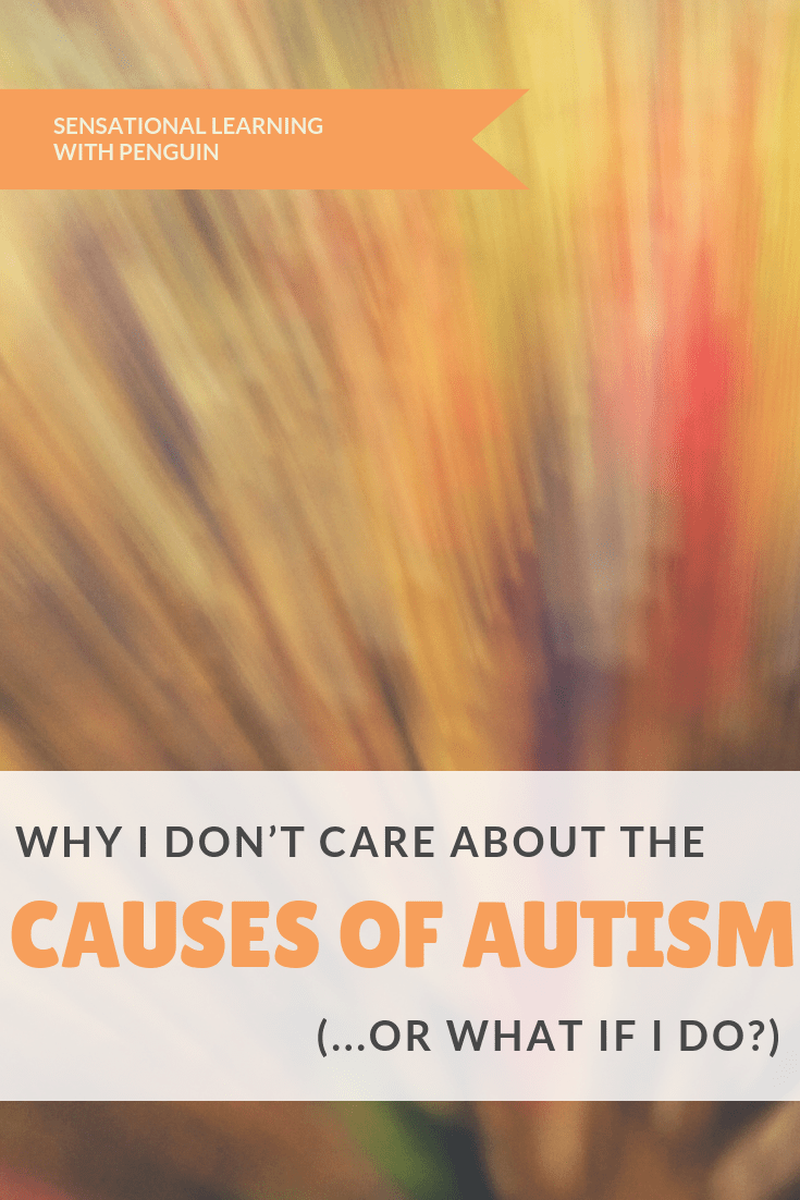 Why do I not care about the causes of autism? Well, the simple answer is that it’s not relevant to me. Penguin is who he is, and I love him for being him, as he is. The difficulties which being autistic causes him are what they are, and we do our best to get around those regardless of whatever caused his neurological differences in the first place. The cause doesn’t matter. And yet...