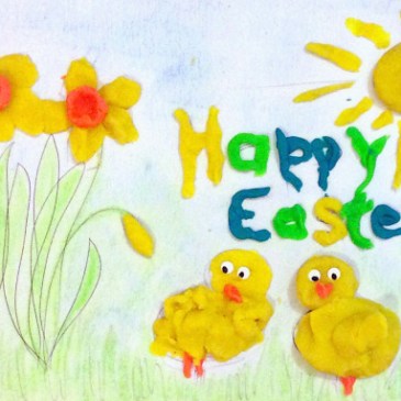 Happy Easter Playdough Mat Done - sensationallearningwithpenguin.com
