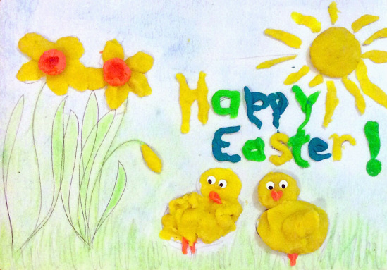 Happy Easter Playdough Mat Done - sensationallearningwithpenguin.com